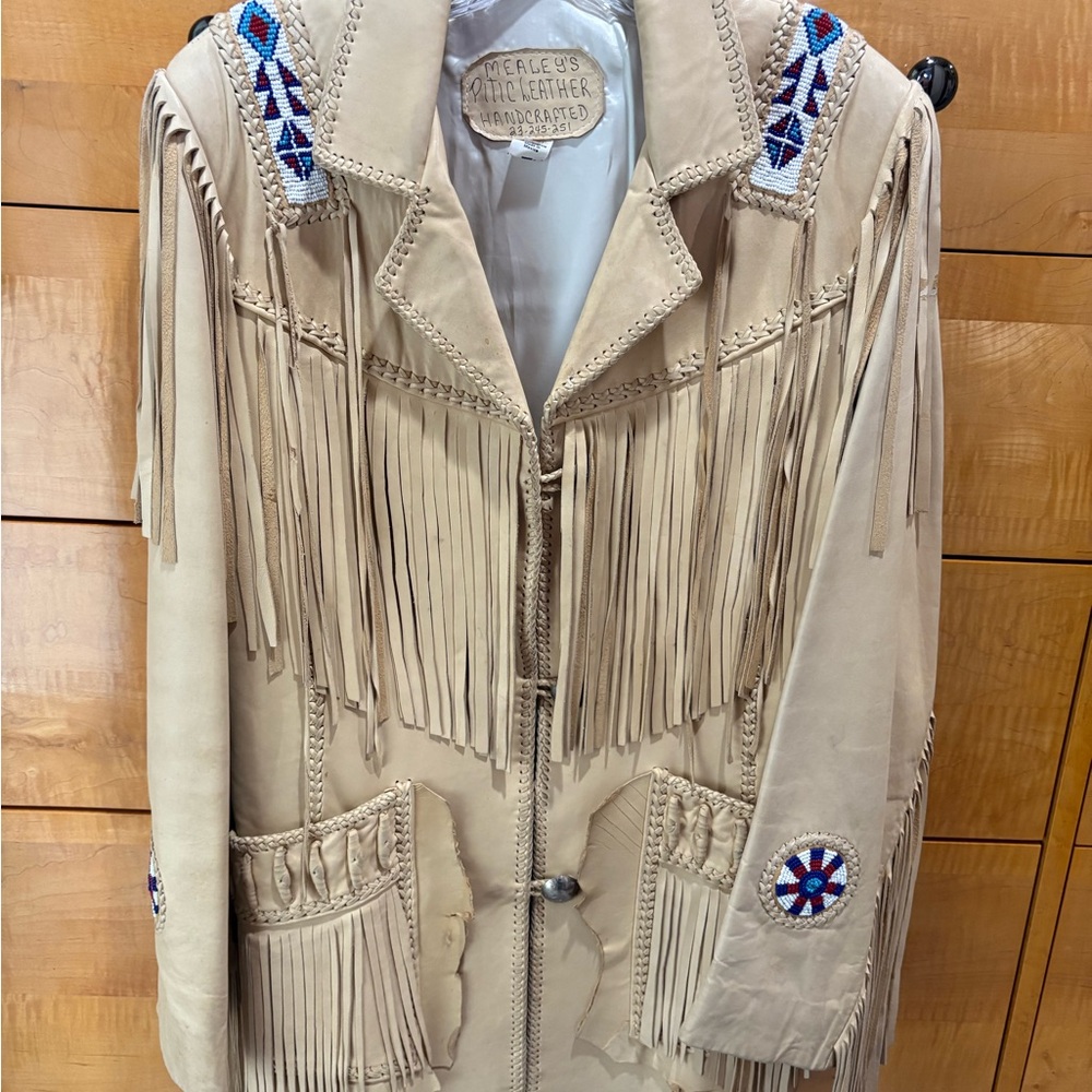 Vintage Mealey's Pitic Leather Fringed size 12 Western/Native Handcrafted JACKET